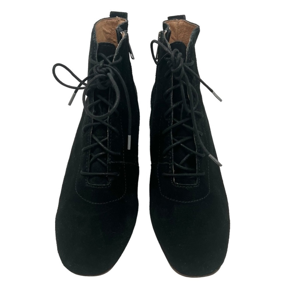 Madewell Emilia Black Suede Lace Up Block Heeled Casual Booties Women’s 8.5 - Picture 4 of 13